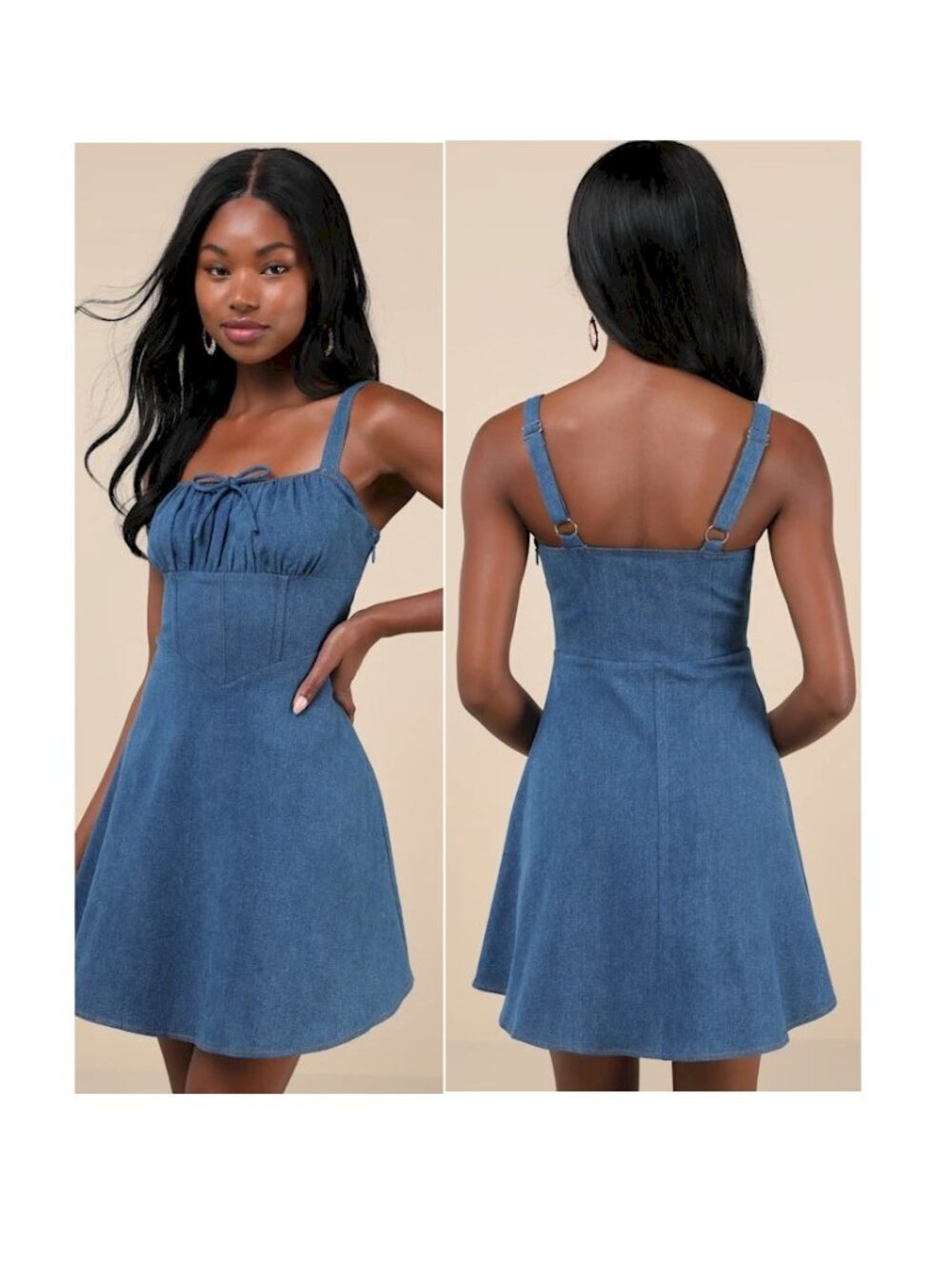 Lulus Considered Charisma Blue Chambray Bustier Mini Dress Size Medium New